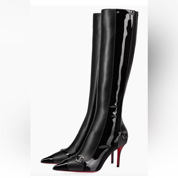 Christian Louboutin Shoes - Christian Louboutin IN 90S Botta 80 Black Logo Leather Knee High Boot 40.5 $2395